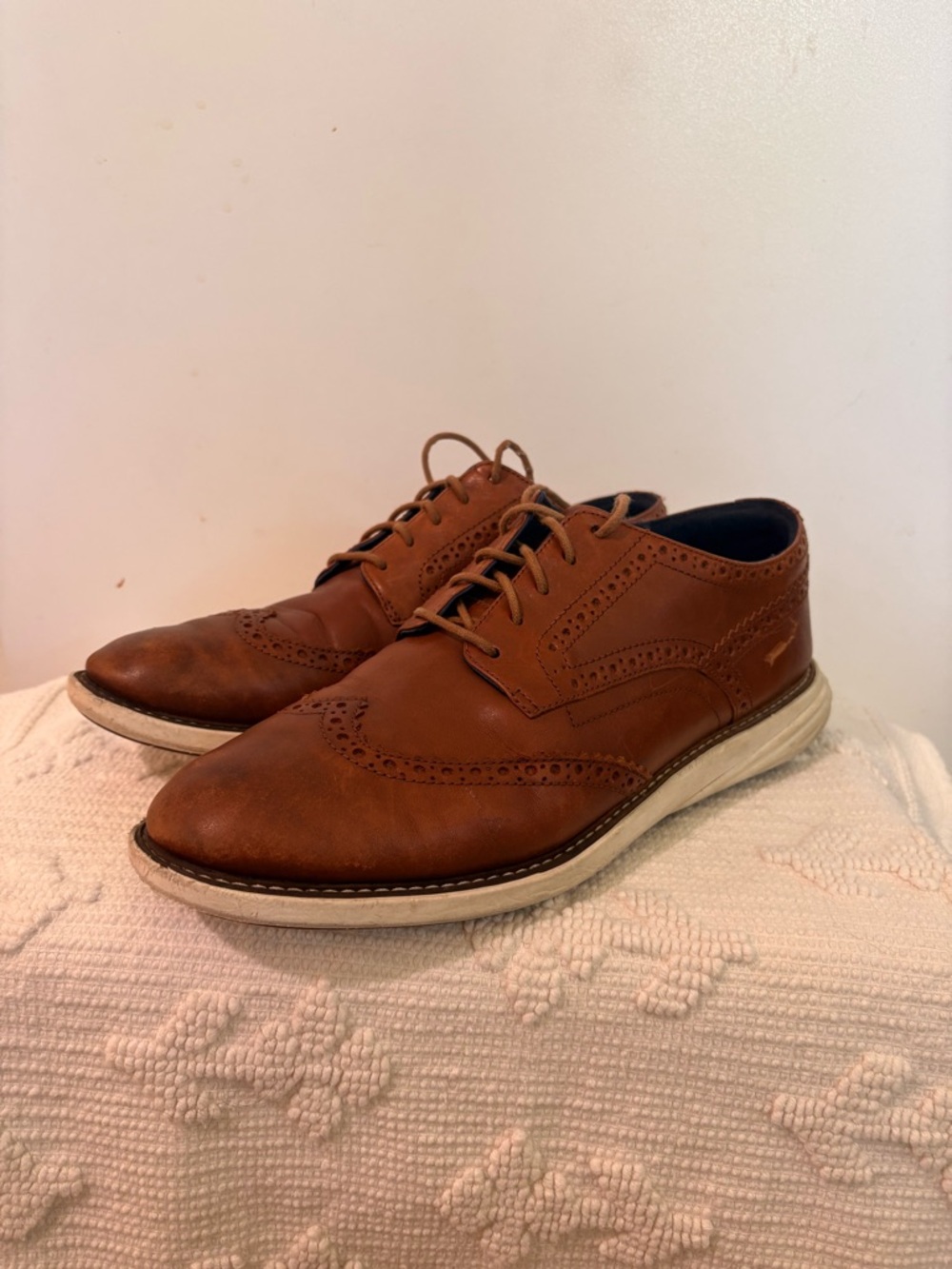 Cole Haan Women's Tan Leather Wingtip Loafers